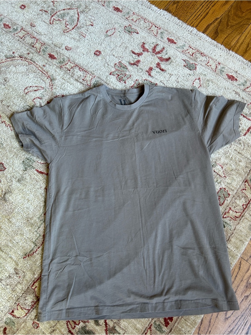 Vuori Olive Green Crewneck Land To Sea Graphic on Bay with Black Logo